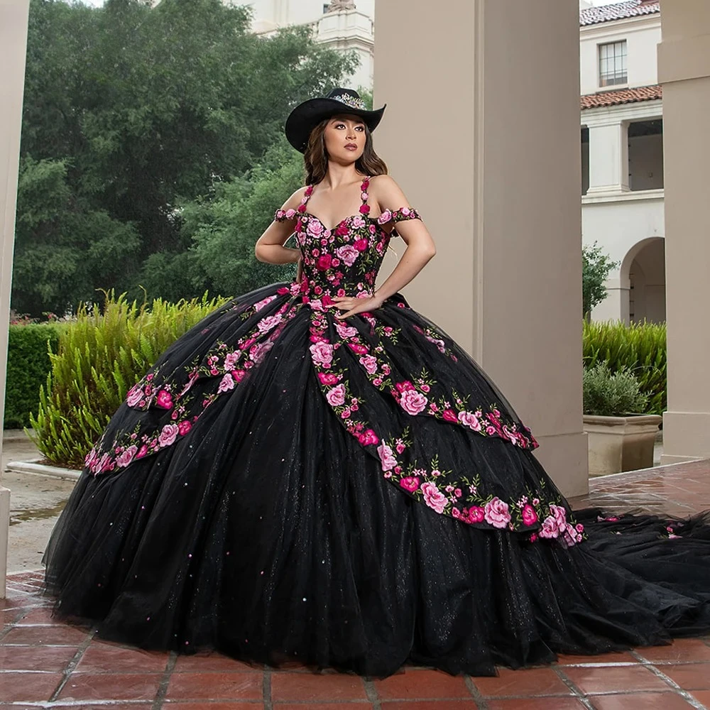 Vestidos de Quinceañera para Niñas, con Hombros Descubiertos, Apliques, Lazo, Pliegues, Escote Corazón, Vestidos de 15 Años Personalizados