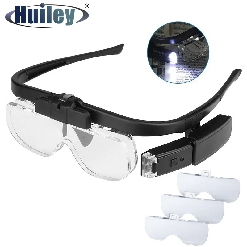 LED Magnifier for Repair 2.5X 2X 1.5X Loupes for Embroidery USB Charging Reading Magnifying Glasses Electronic Soldering Glasses