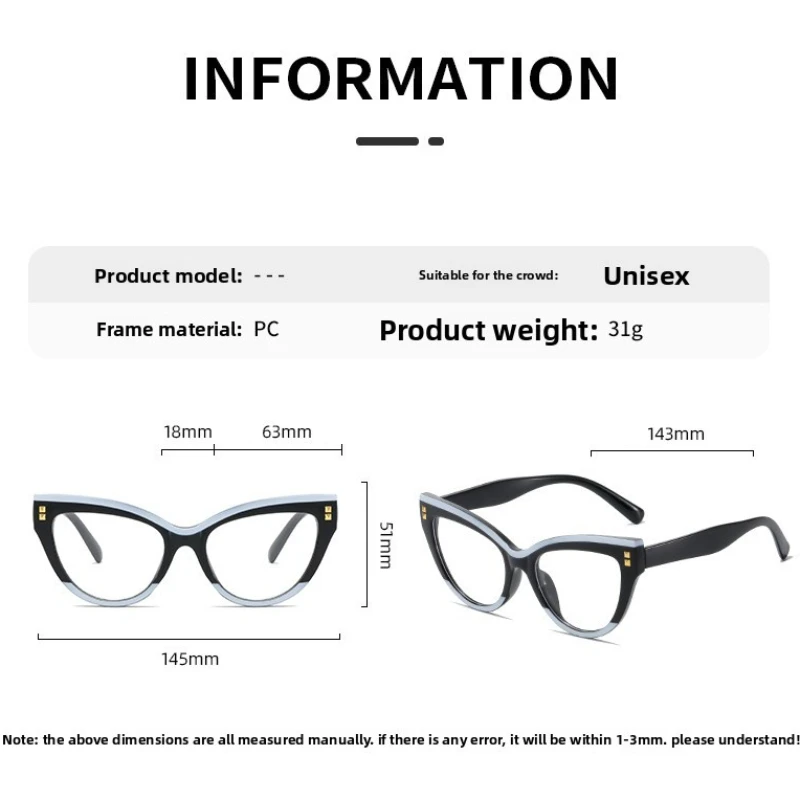 Neue Cat Eye Reis Nagel Photochrome Myopie Gläser Retro Mode Frauen Personalisierte Anti UV und Anti Blaues Licht Gläser – Detail 2