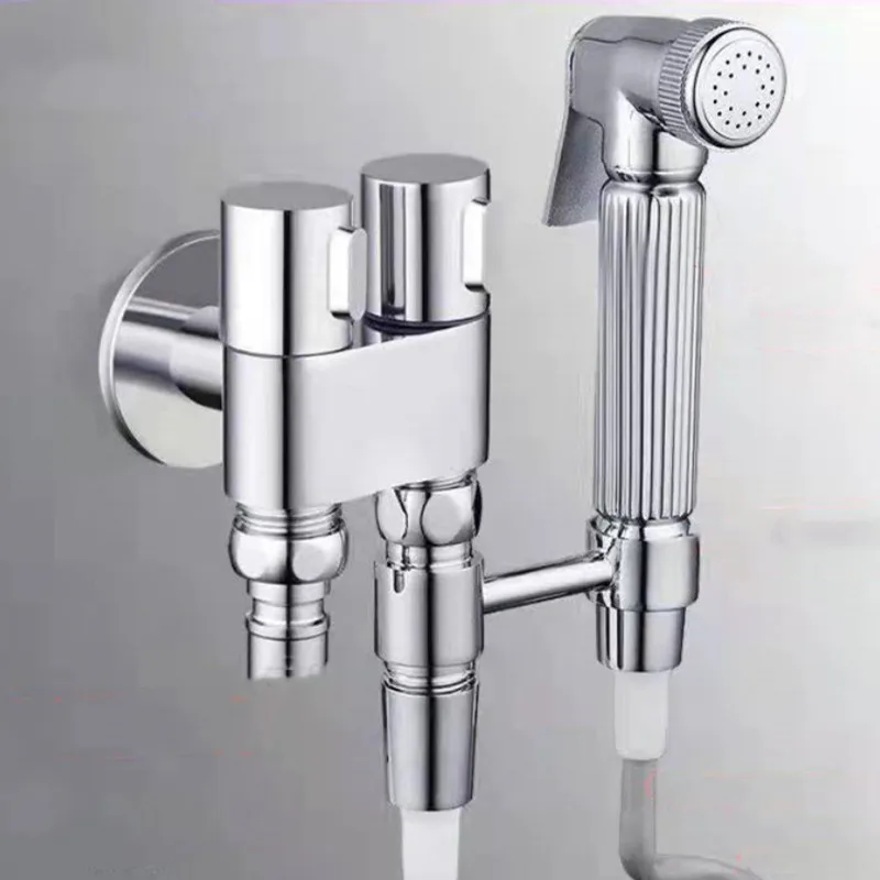 Washing Machine Faucet Wall Mounted Brass Double Use Bidet Faucet Set Limited Space Use Angle Valve Outdoor Bibcocks