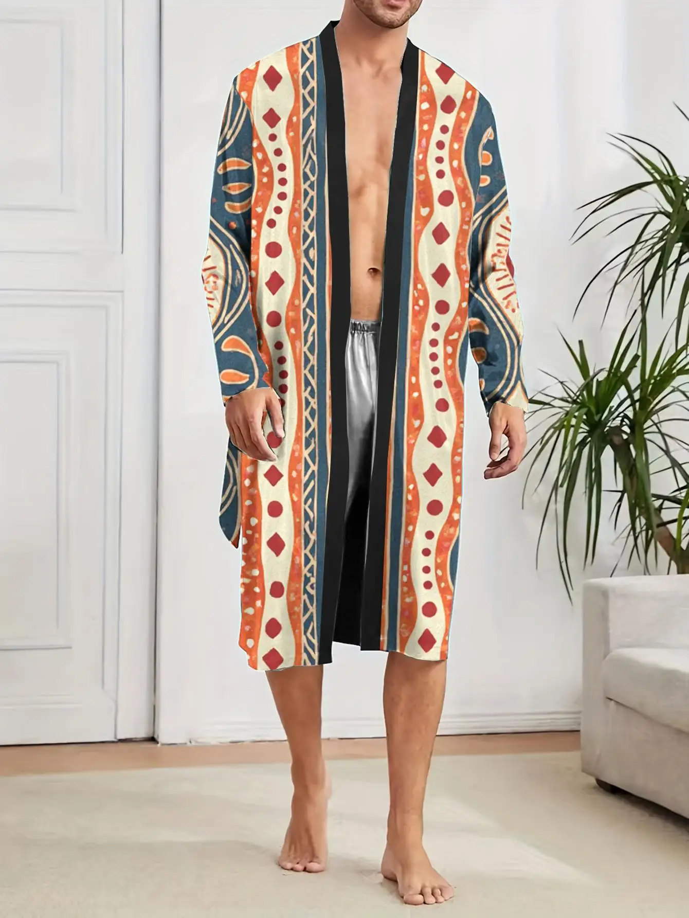 1pcs Men's Robes 2026 Spring/Summer Bathrobe Men's bathrobe bath robe Graphic nightie for men 3D Printed Polyester Sleepwear