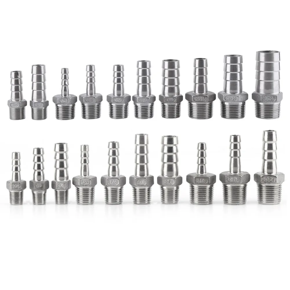 304 stainless steel hose thread hose connector Inch thread BSPT 1/8