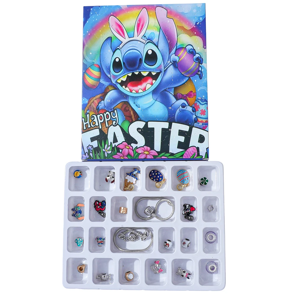 ディズニー スティッチ カートゥーン サプライズ カレンダー ブラインドボックス - 子供向けのかわいいDIYエナメルペンダントアクセサリー、お祭りのおもちゃギフト