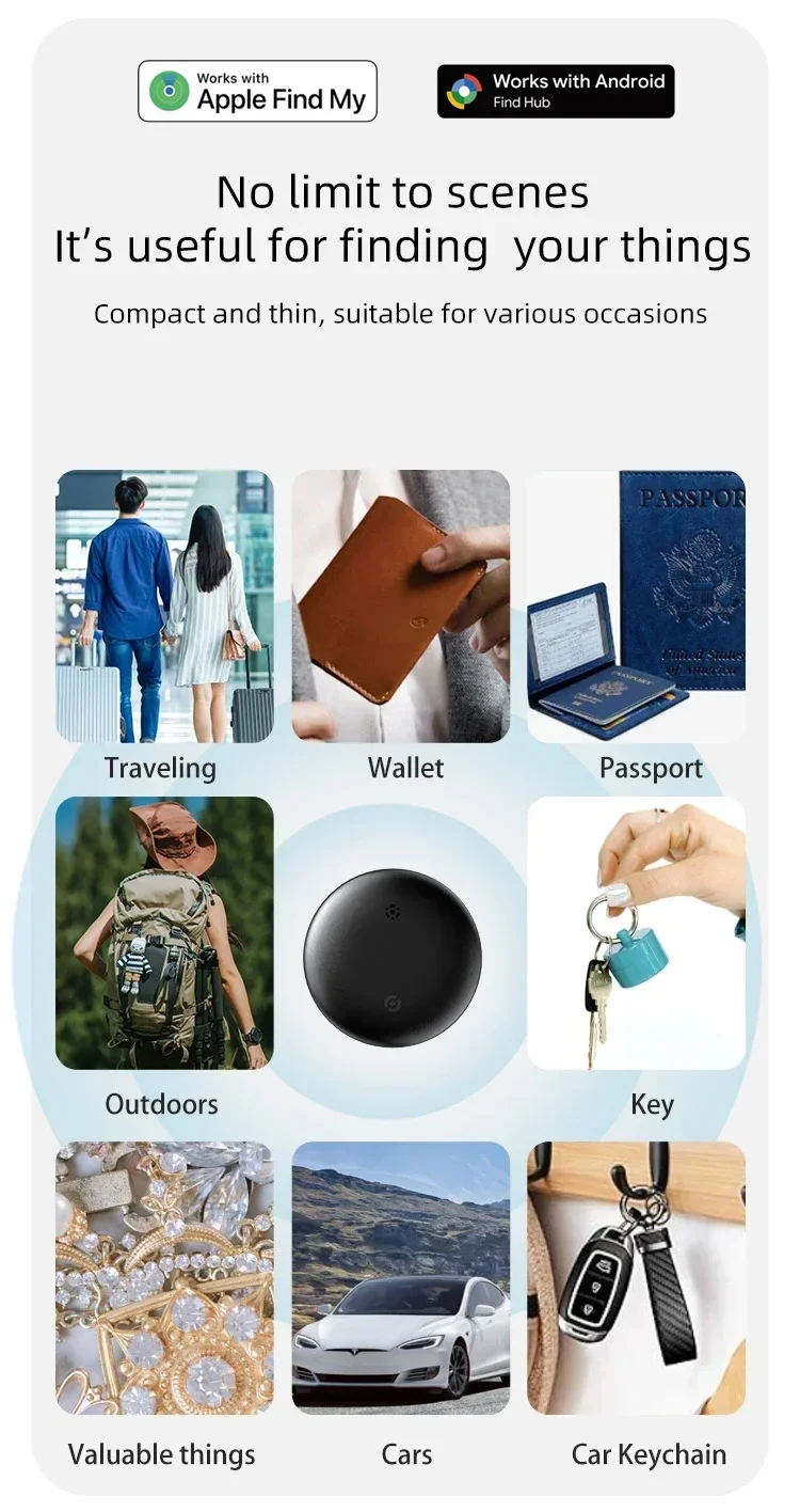แท็กติดตามบลูทูธสำหรับ IOS หรือ Android, ตัวติดตามอัจฉริยะ/เครื่องค้นหากุญแจ/เครื่องค้นหาสิ่งของ ใช้งานร่วมกับแอป IOS และ Google Find My