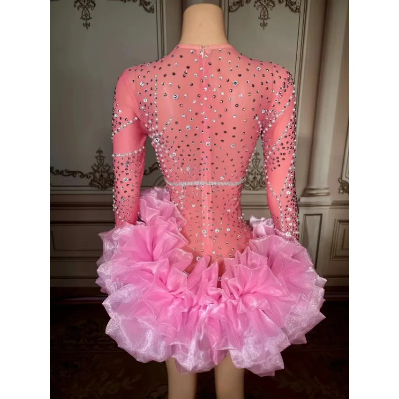 Sexy See Through Dinner Gown Square Collar Crystal Sequin Lady Night Prom Dresses Elegant Women Formal Party Evening Maxi Dress