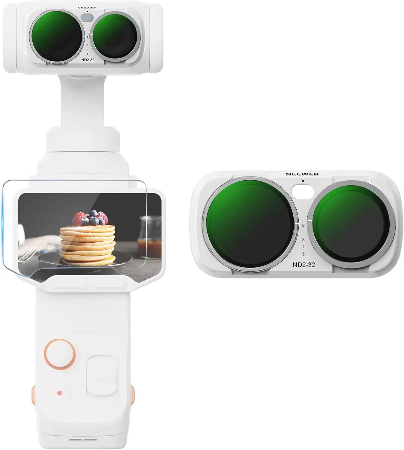 NEEWER Variable ND Filter For Insta360 Luna Ultra, White Adjustable Neutral Density ND2-32 Filter, Magnetic Metal Frame
