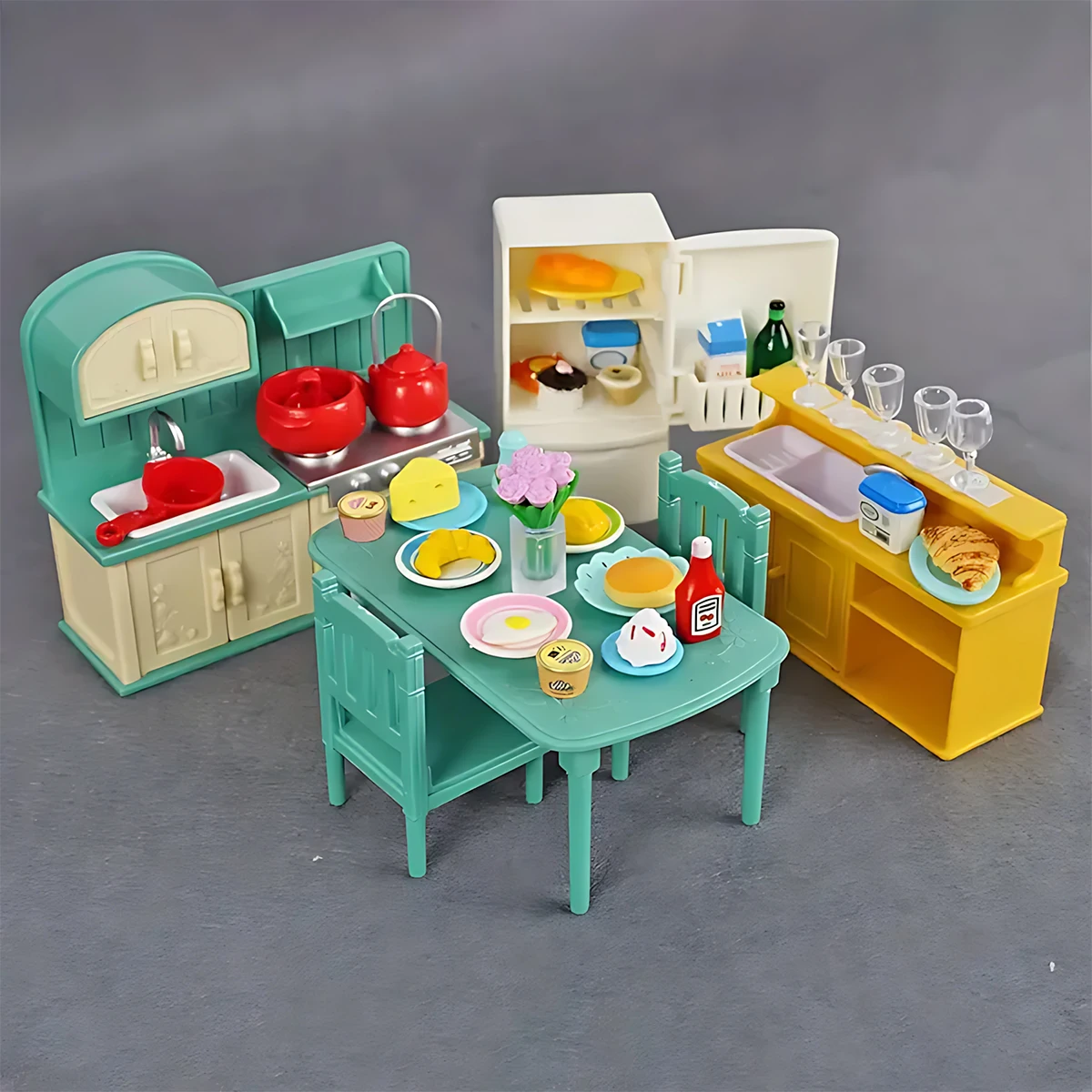1:12 Miniaturowe meble Leśna rodzina Kuchnia Zabawka Stół do jadalni Domek dla lalek Akcesoria Łazienka Udawaj zabawę dla dziewczynki Prezenty Zabawki