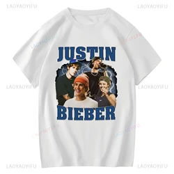 Spring/Summer 2024 New Justin Bieber Cover Poster T-shirt O-Neck Short-sleeved Fashion Casual Unisex T-shirt Street Wear