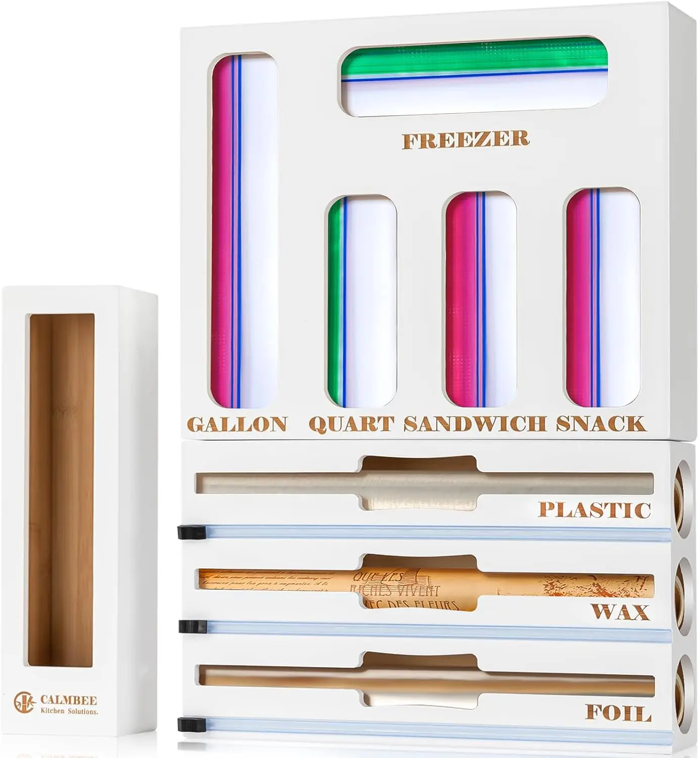 

Органайзер для кухни с держателем для фольги, пищевой пленки, вощеной бумаги и пакетов - белый