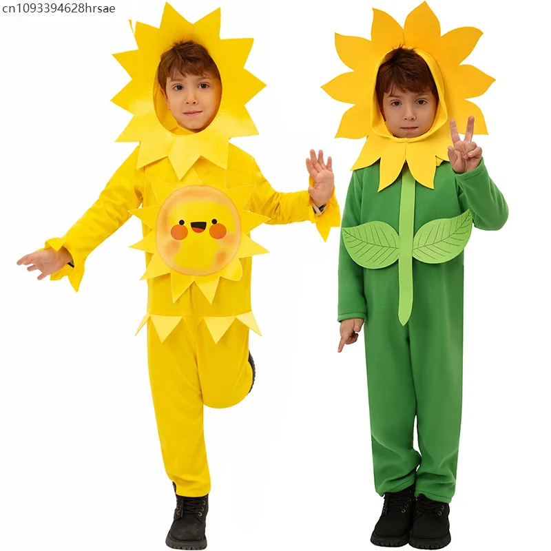 

Unisex Cute Boy Plant Halloween Cosplay Girl Sunflower Fancy Dress Up Child Sun And Flower Costume