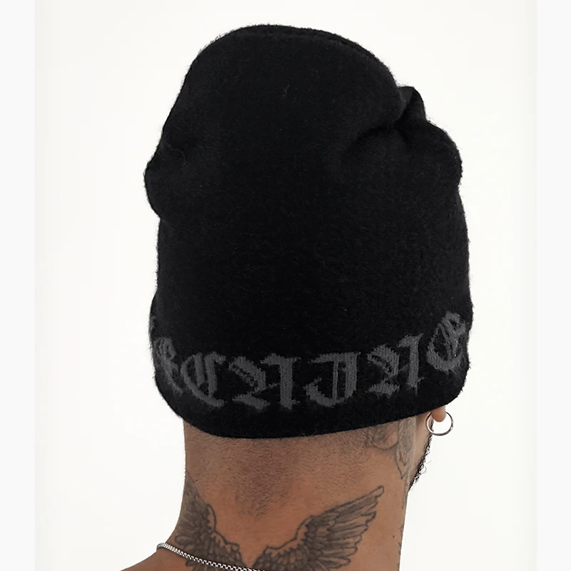 American high street ins style winter new windproof warm knit hat personality street fashion rhinestone design cold hat.