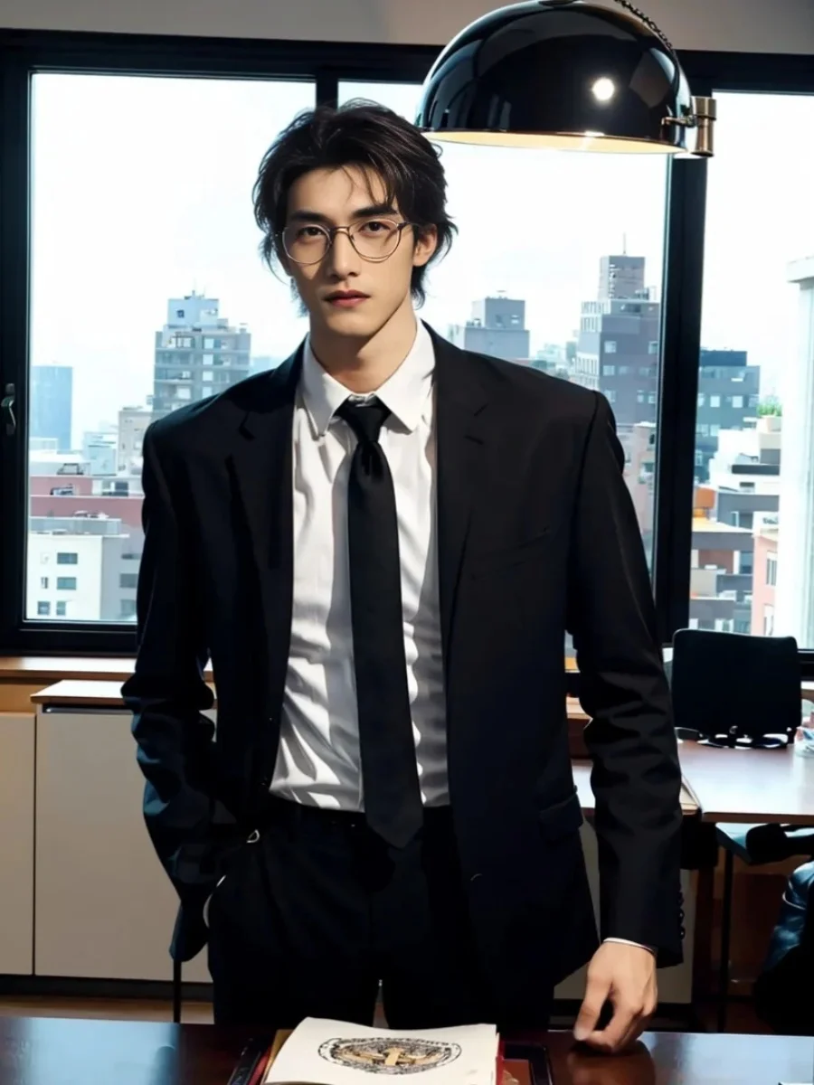 

Casual Briti Sle Men's Suit Jaet Bla Lapel Single Button Long Sve Loose Fit Polyester Fiber Autumn Faion Trend