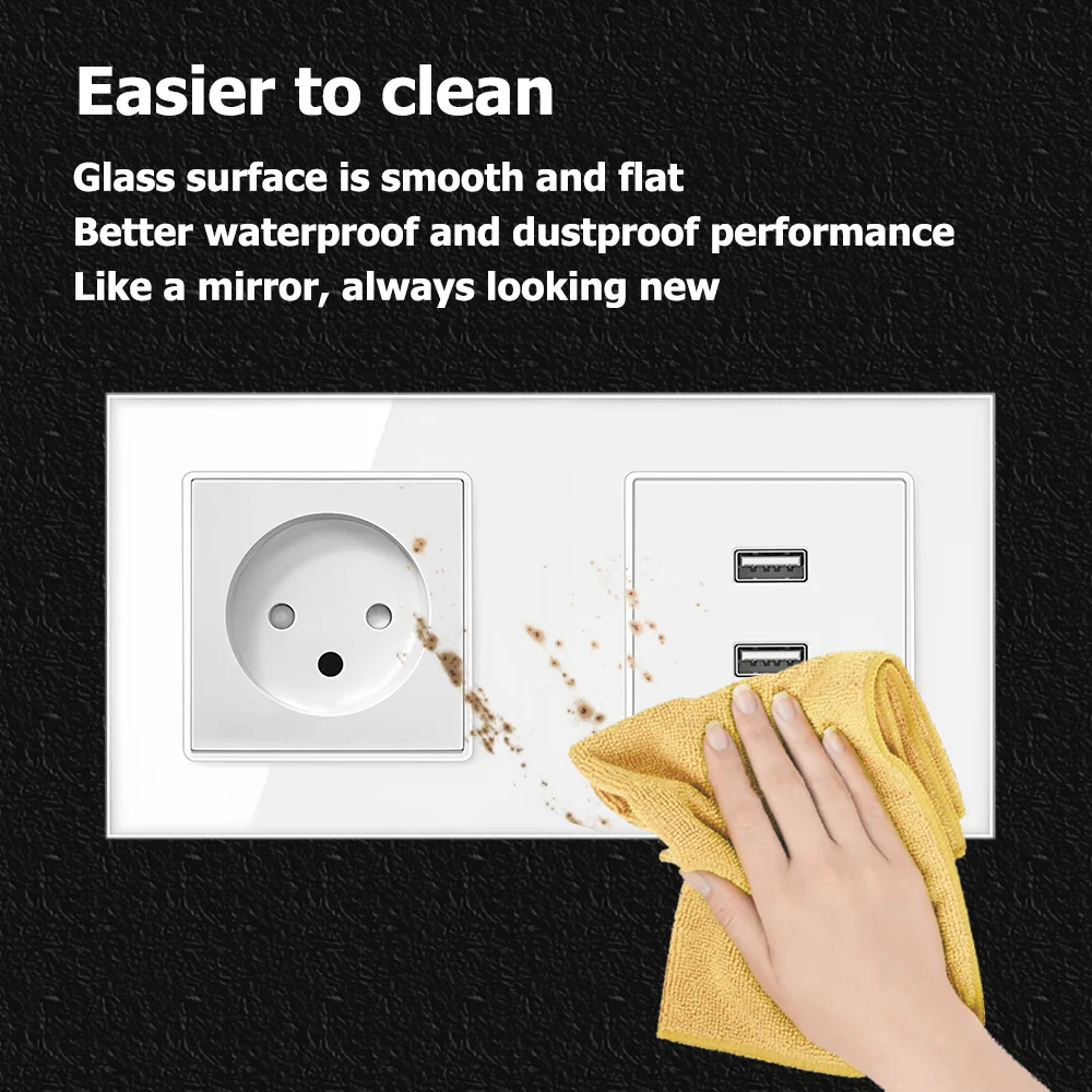 EIOMR 16A إسرائيل مقبس الطاقة الجدار التبديل ، USB معايير الإسرائيلية التوصيل المقبس ، لوحة زجاج كريستال مخرج كهربائي أبيض للمنزل #4