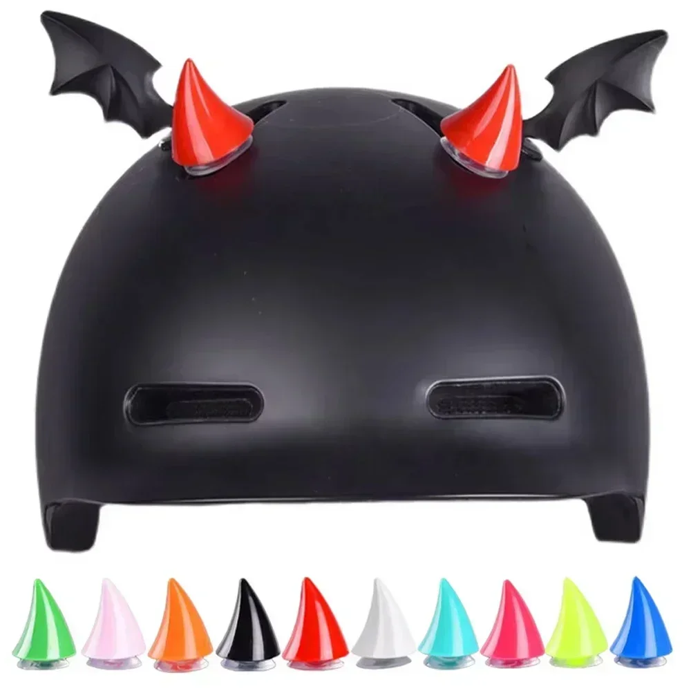 2Pcs Motorcycle Helmet Decoration Rubber Devil Horn with Suction Cups Helmet Decor for Motorbike Bicycle Headwear Accessories