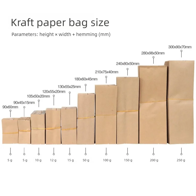 50 sacchetti per imballaggio per uso generale, sacchetti di carta kraft, bustine di tè, sacchetti di alluminio, sacchetti richiudibili per uso alimentare