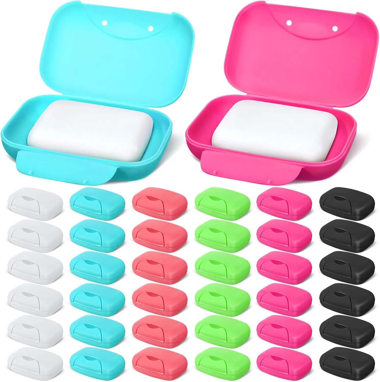 

48 Pcs Soap Box Holder Bulk Portable Travel Soap Dish Case Plastic Leakproof Container for Home Bathroom Outdoor Camping Hiking