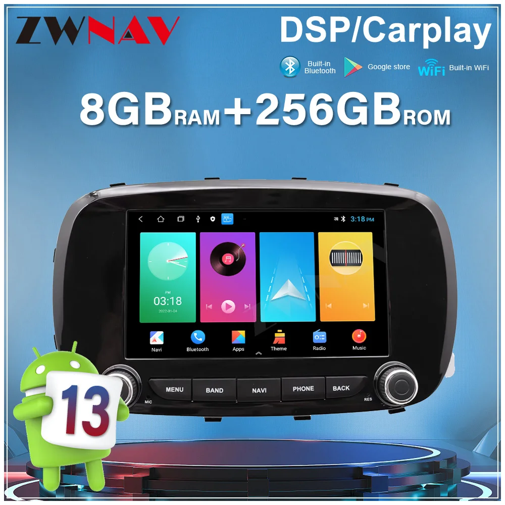 For Fiat 500X 2014-2020 Tesla Style Android Car GPS Navigation Multimedia Car Radio Head Unit  Player