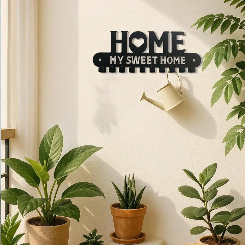 1 Buah Gantungan Kunci Dekoratif Halloween & Natal, Pengatur Kait Kunci Terpasang Di Dinding, Rak Kunci Logam Hitam Bergaya untuk Rumah