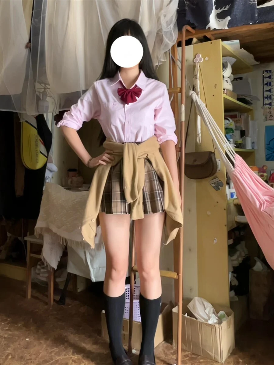 Cardigan aperto lavorato a maglia giapponese Sle JK orm Long Sve irt Set gonna originale con polsini Sve per donna 8-25 anni