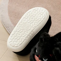 Chaussons en peluche unisexe ZUOFU en forme de chat noir, chaussures d'intérieur en coton chaud avec semelle antidérapante en EVA pour l'automne et l'hiver 5