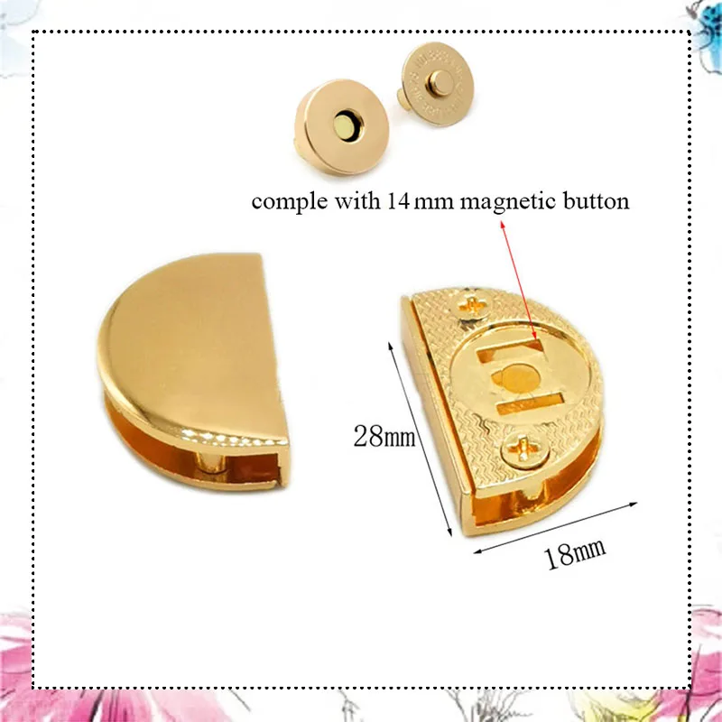 

20Pcs 35/28mm Half Round Bag Blanque Tail Clip Decorative Magnetic Buckle Lock for Purse Handbag DIY Hardware Sewing Accessories