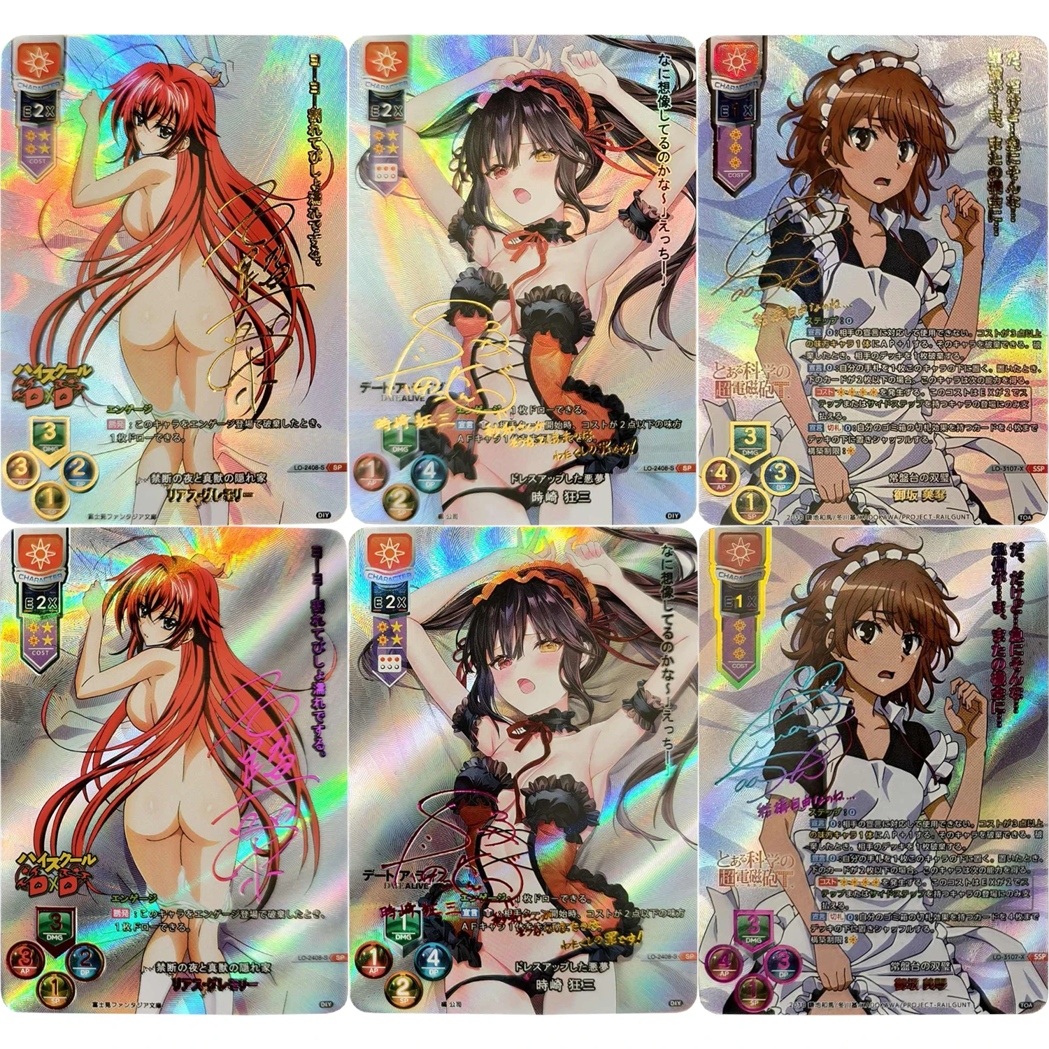

63*88Mm Diy Anime Girl Misaka Mikoto Tokisaki Kurumi Signature Flash Card Self Made Classic Game Anime Collection Cards Gift Toy
