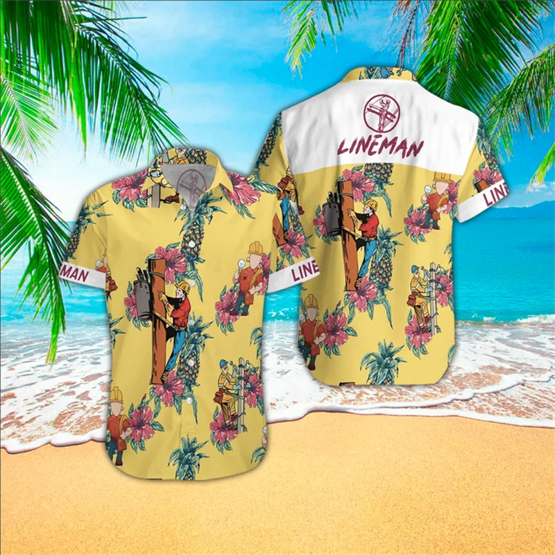 Summer Hawaiian Shirts Fruit 3d Print Shirt Men Women Fashion Pineapple Shirts Single-Breasted Short Sleeve Blouse Mens Clothing