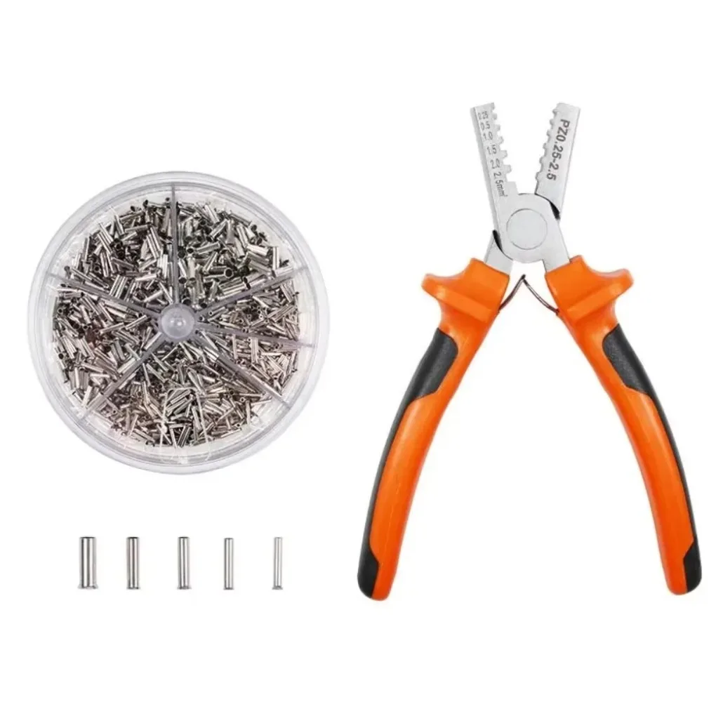Mini Crimper Plier 0.25-2.5mm2 Ferrules Crimping Tool German Cable Cord Wire End Sleeves With 1900pcs Tubular Terminal Kit