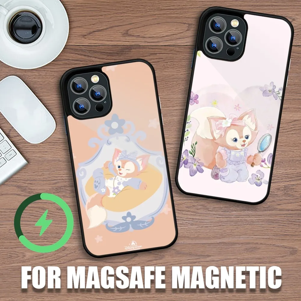 MINISO Disneys LinaBell Kawaii Phone Case For iPhone 11 12 13 14 15 Plus Pro Max Charging Magsafe Magnetic Wireless Cover