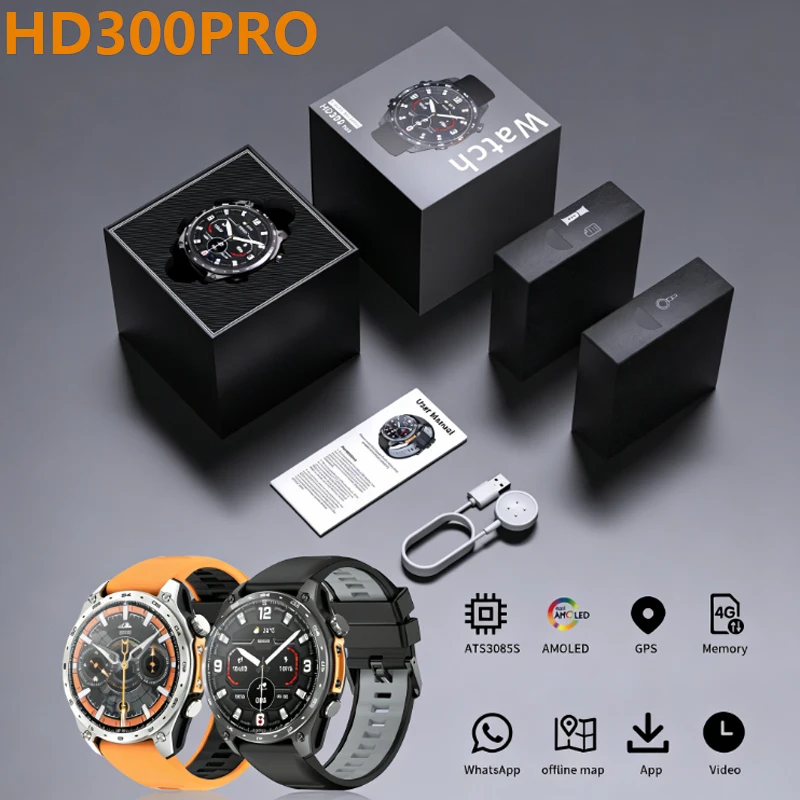 

New GPS Offline Maps Smart Watch 1.43" AMOLED Military Sports Smartwatch 4GB Memory Video Player 30m Swim Waterproof Bracelet