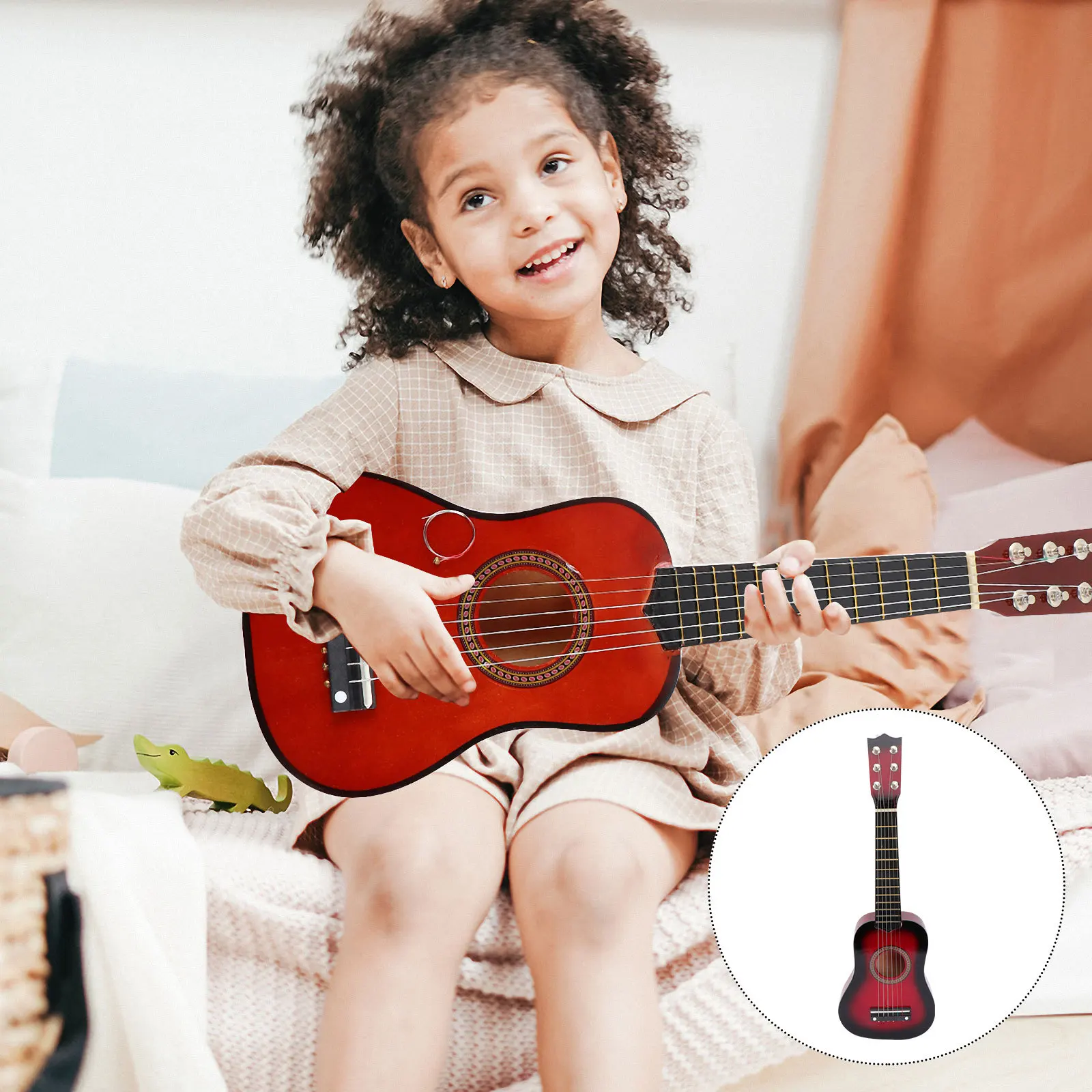 

21 Inch Wooden Acoustic Guitar Small Kids Guitar Portable Children Beginner Musical Instrument Gift Musical Instrument