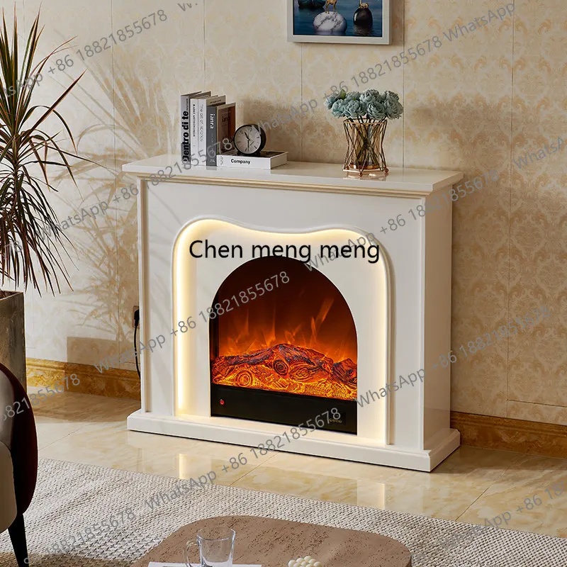 White French fireplace decorative cabinet, home living room retro simulated flame ambient light electric heating