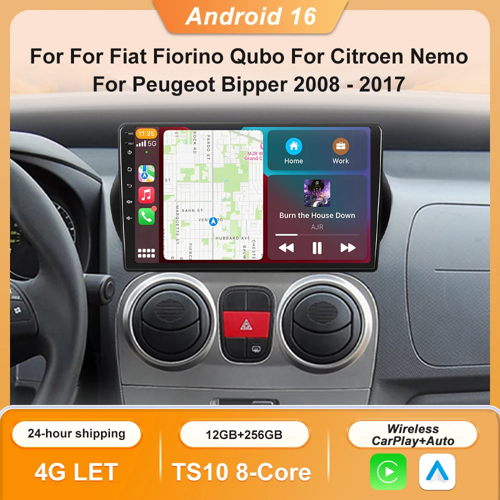 Android 16 Carplay For Fiat Fiorino Qubo 2008 - 2017 For Citroen Nemo 2008 - 2017 For Peugeot Bipper 2008 - 2017 Multimedia 2Din