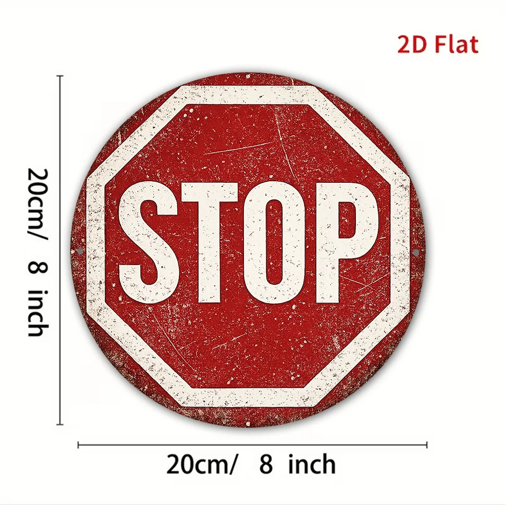 2D Flat, 1pc 2D Flat 8x8in/20x20cm Round Iron Sign, Vintage 