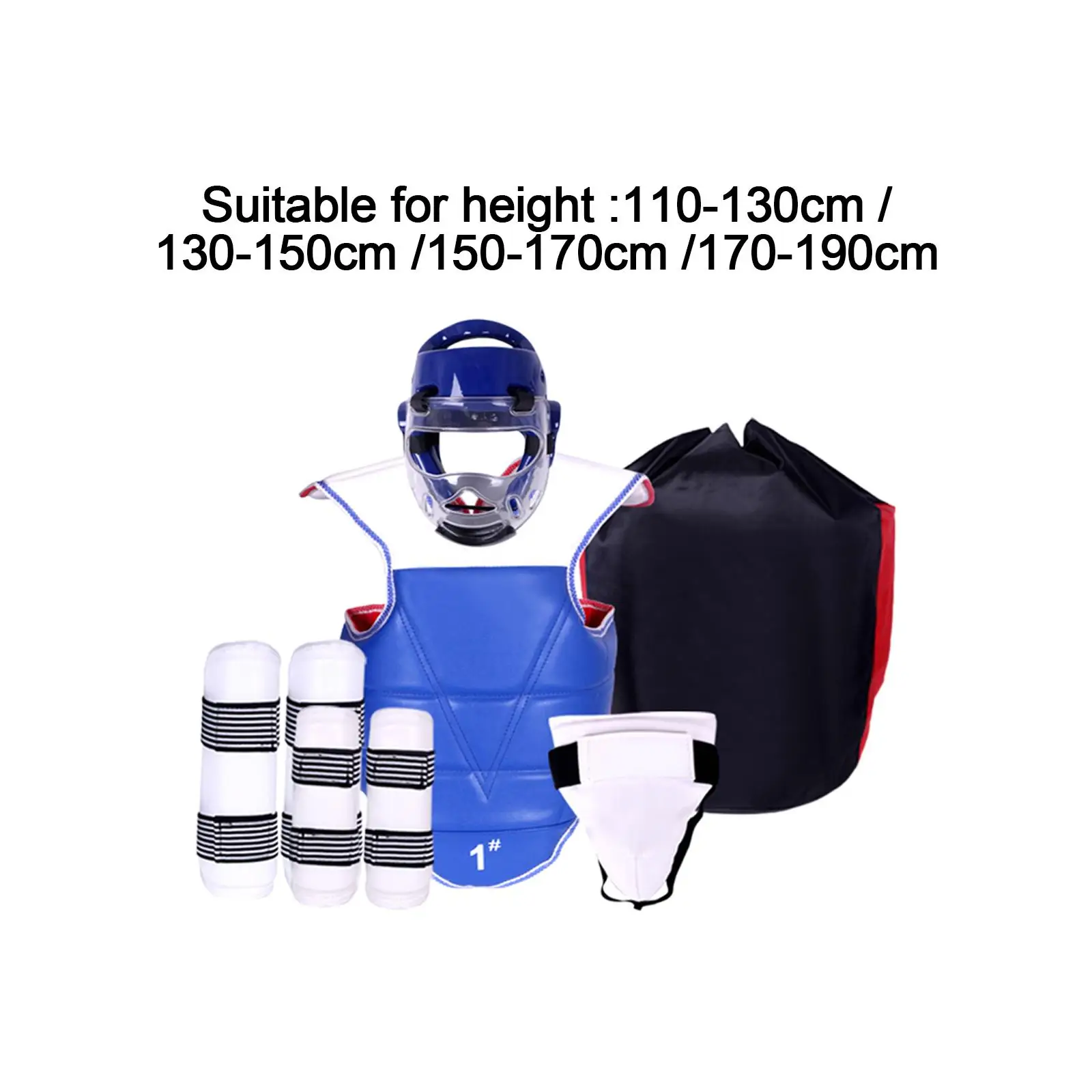 Kickboxing Muay Thai Karate Sparring Gear Set Boxing Headgear Chest Pad Leg Arm Guards for Taekwondo MMA Training Equipment