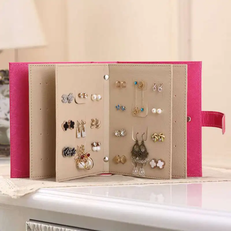 1pc Earring Organizer Book Design Earring Holder Travel Jewelry Storage Case Tray Holder , Capable To Hold 42 Pairs