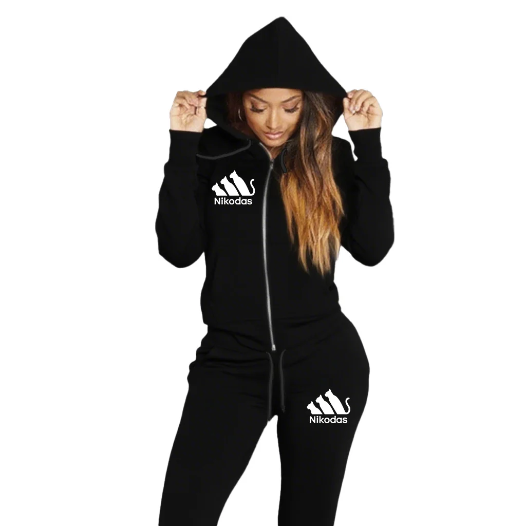 

Women Zipper Cardigan Tracksuit Aesthetic Designer Clothes 2025 New Trend Sportswear Hoodie Sweatpants 2 Piece Outfits Women Set