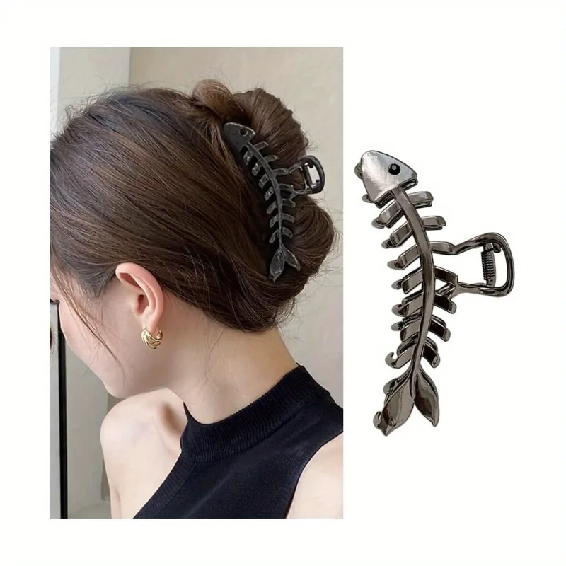 

1pc Fish Bone Hair Clip - Fishbone Design Hairpin Clip for Women with Thick/Thin Hair, Secure Hold for Casual & Formal Events