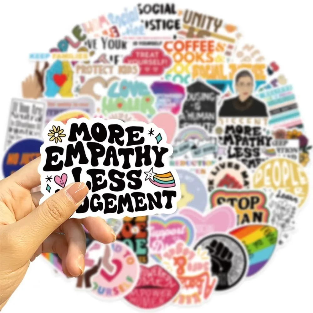 50 قطعة من ملصقات الطاقة النسائية الرائعة للعدالة الاجتماعية الكتابة على الجدران DIY جراب هاتف الكمبيوتر المحمول خوذة لوح التزلج هدية الدراجة