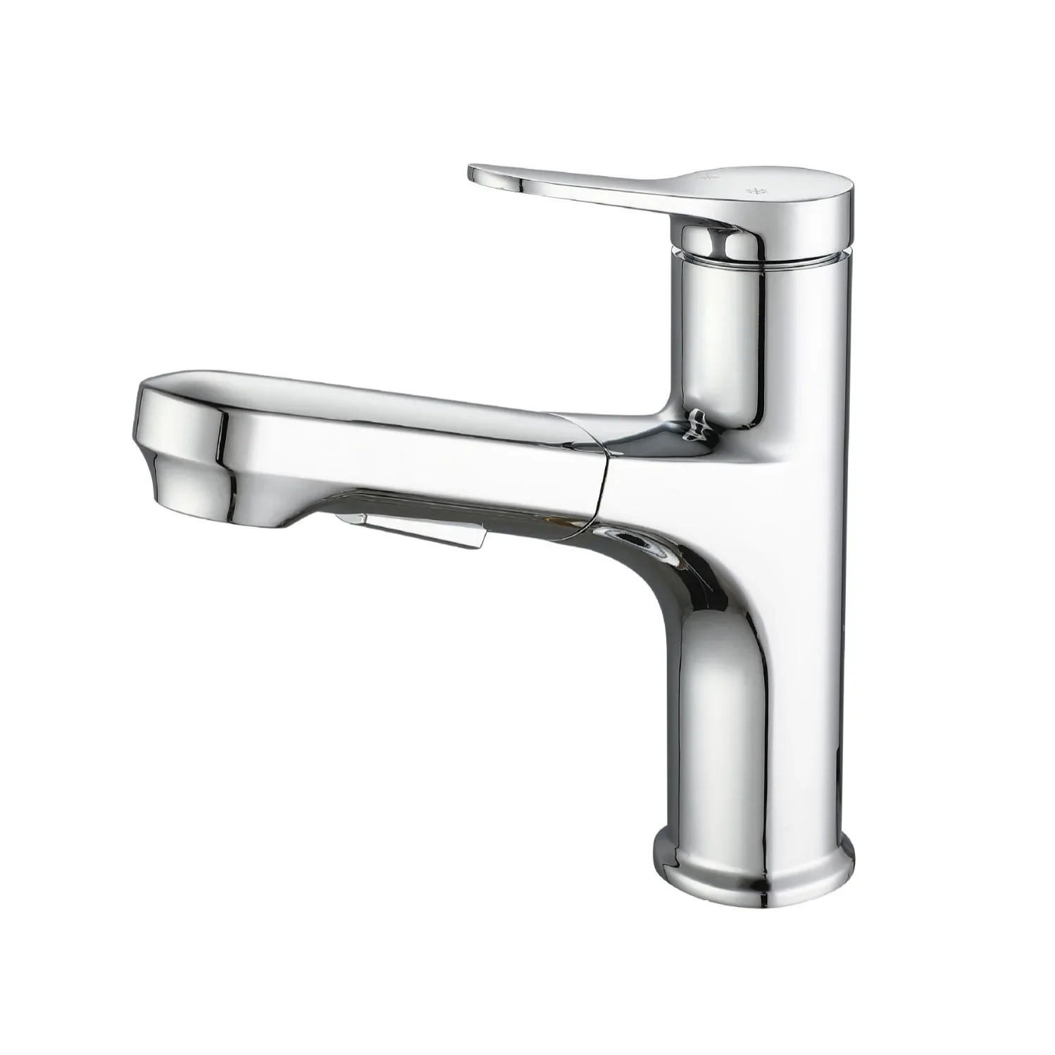 

Chrome basin, hot and cold faucet, water outlet, pull out type, washbasin, faucet, button type