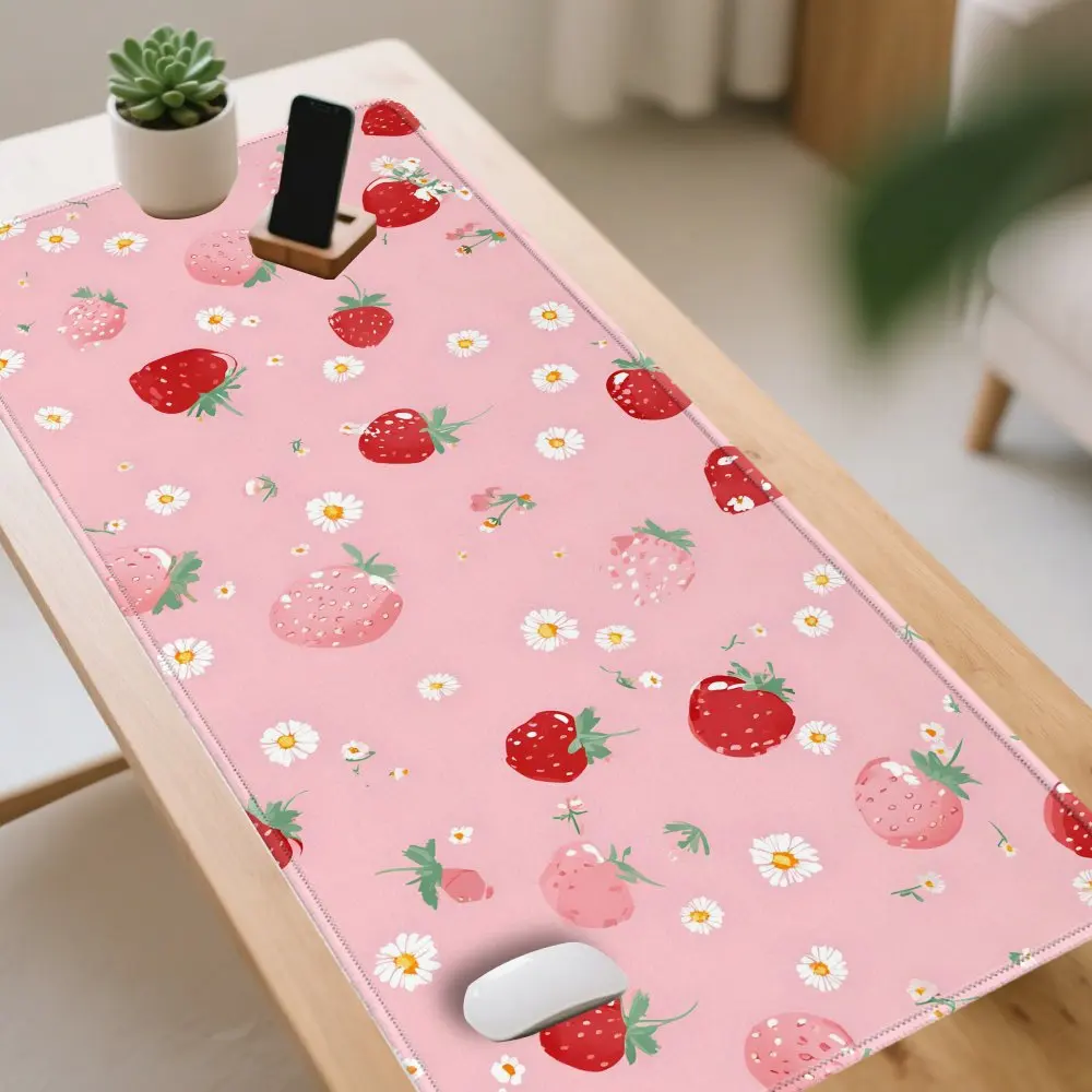 Strawberry Daisy Extended Mouse Pad Rubber Desk Mat Large Gaming Keyboard Pad