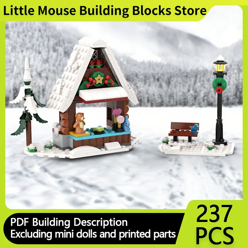

City Street View Model MOC Building Bricks Winter Alpine Toy Market Modular Technology Gifts Holiday Assemble Children Toys Suit