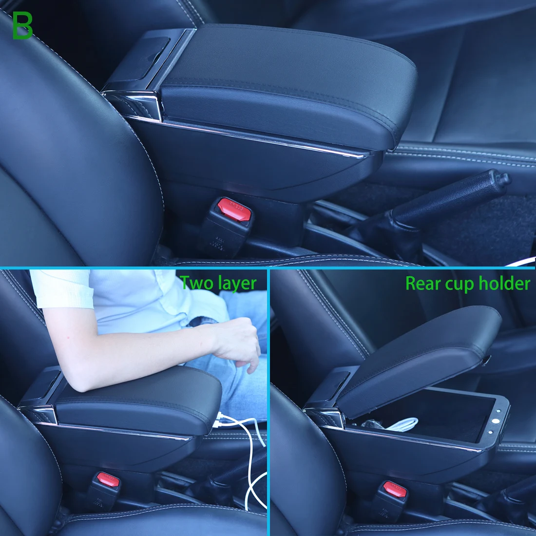 لمقعد إيبيزا مسند الذراع صندوق لمقعد إيبيزا 6j MK4 IV 6L مسند ذراع السيارة 2018-2025 صندوق تخزين أجزاء التحديثية الداخلية اكسسوارات السيارات #4