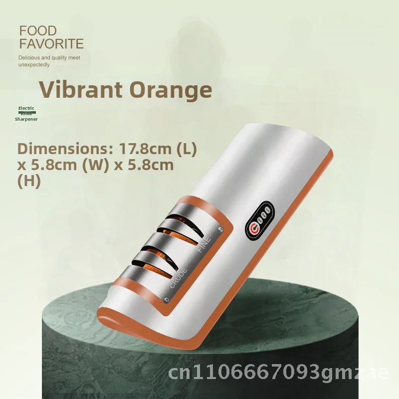 

Multi-Functional Electric Knife Sharpener Automatic Charging Household Kitchen Gadget Black Orange Yellow Modern Minimalist