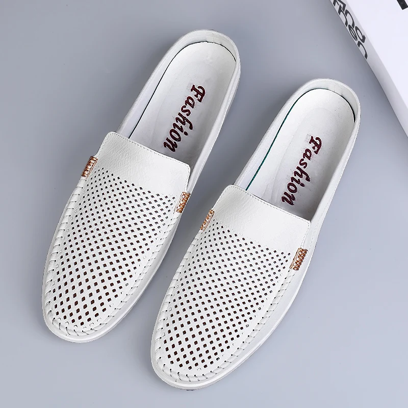 2023 Men's Sandals New Brand Casual Muller Shoes Men's Summer Comfort Soft Half Love Vintage Leather Breathable Casual Slippers