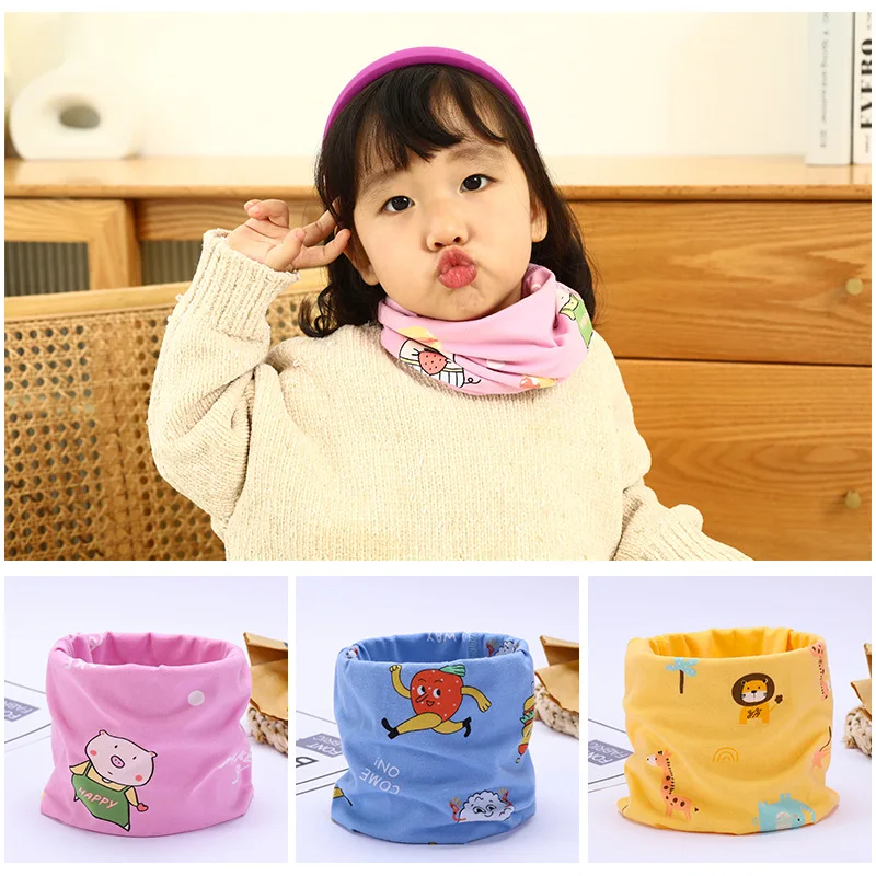 Children Neckerchief Winter Kids Warm Cartoon Neck Scarf Baby Cute Scarf Child Boys Girls Warmer Neck Collar Scarves New 1-12Y