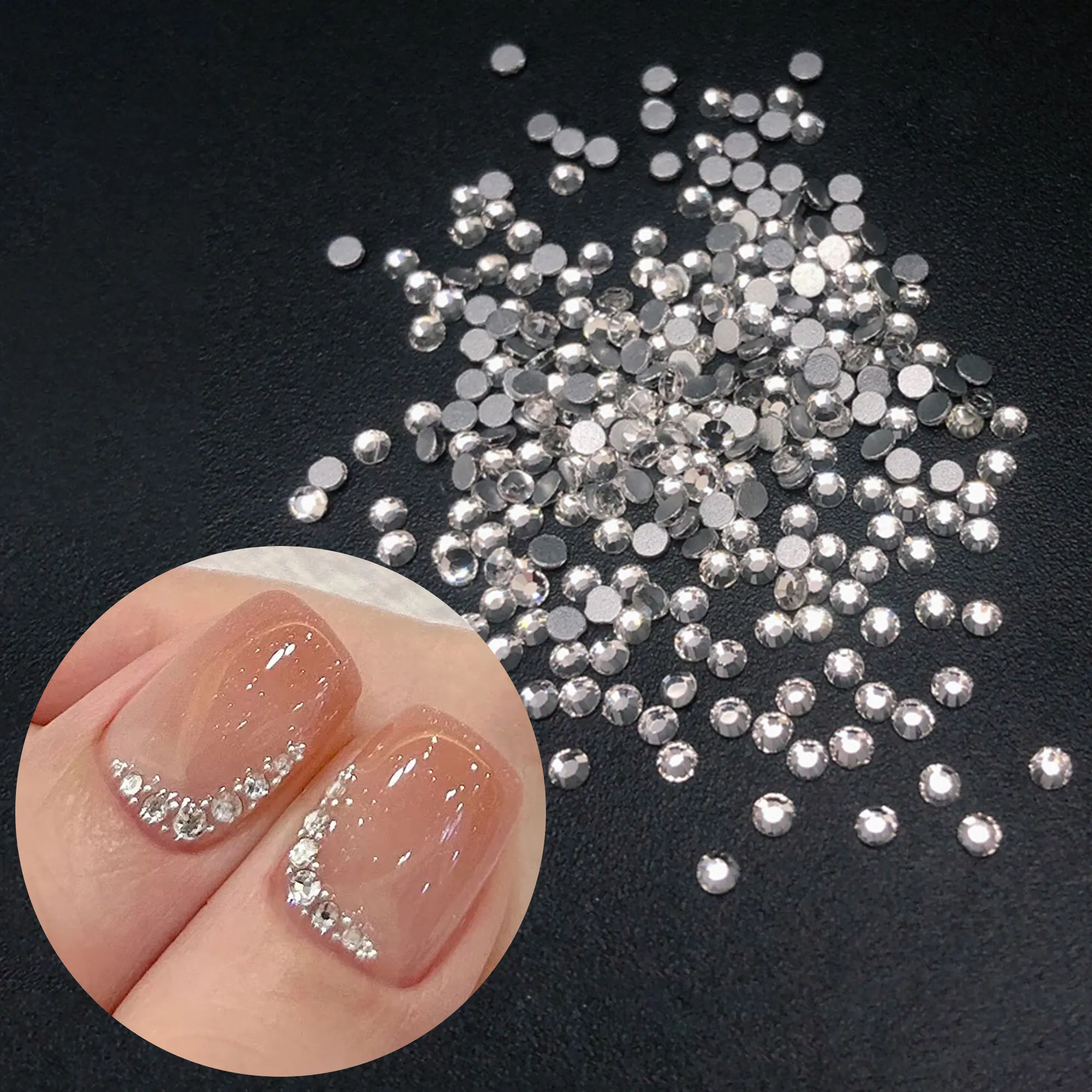 Szklane koraliki, kamienie, diamenty do makijażu oczu, dekoracji paznokci, biżuterii, akcesoriów, rękodzieła, ubrań, butów, DIY