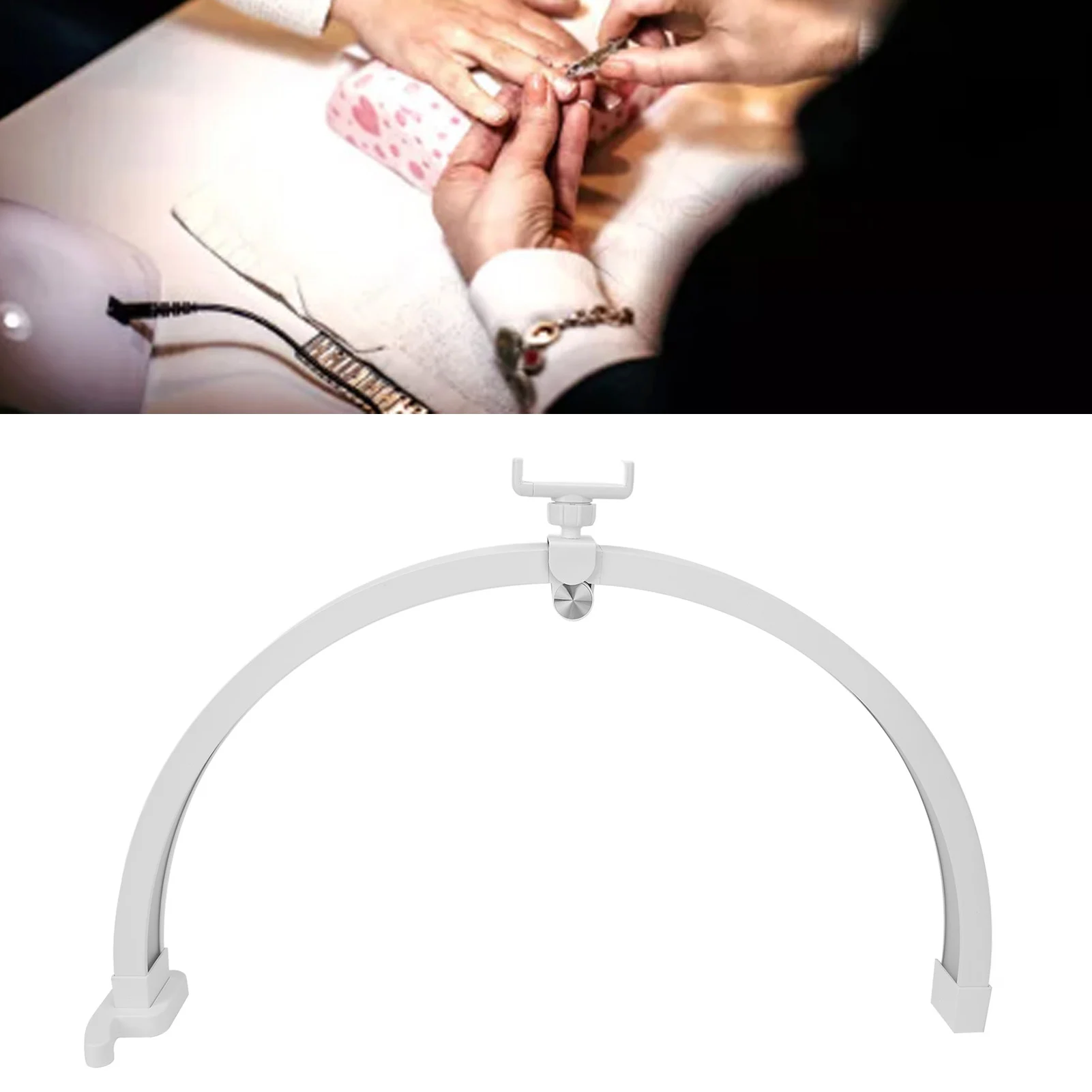 

22-дюймовая настольная лампа для ногтей в форме полумесяца 3200-5600 К с зажимом для телефона, сенсорное управление, складной маникюрный стол для татуировки, светильник для красоты