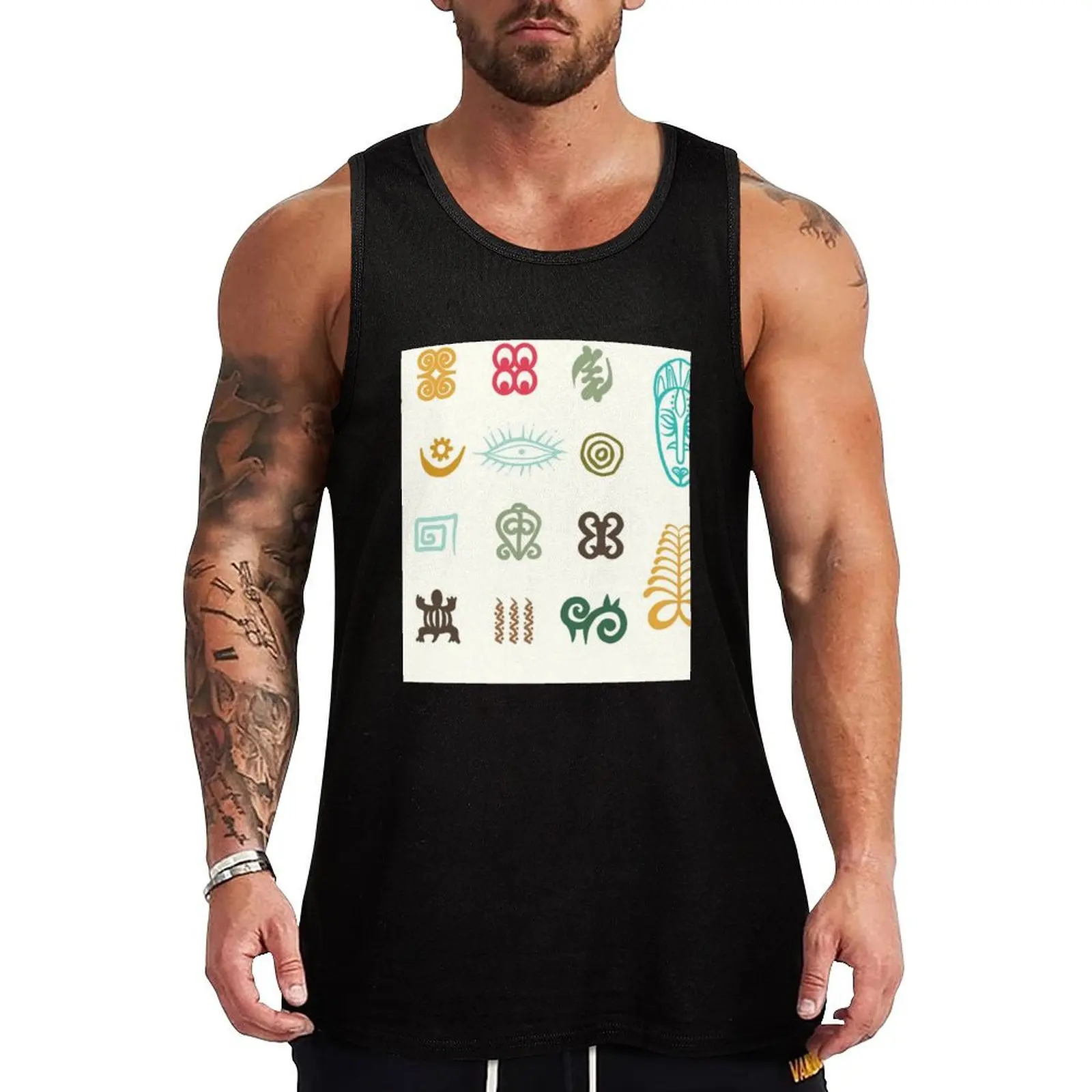 

Adinkra Symbols Tank Top singlets for men sleeveless Men's t-shirts basketball clothing