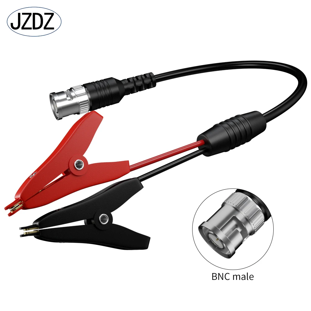 JZDZ 100CM Insulated BNC Male to Dual Kelvin  Alligator Clip Low Loss Coaxial Cable Test Lead Connector for Oscilloscope J.70050